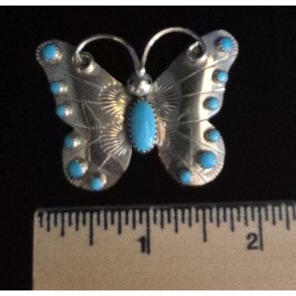 Sterling and turquoise butterfly brooch - Picture 5 of 5